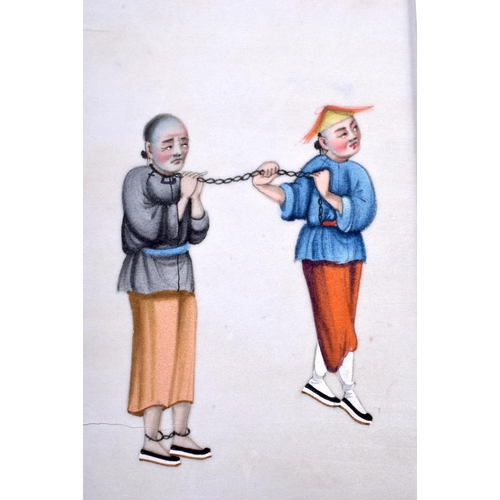 1664 - Chinese School (19th Century) Pith paper, Torture. Image 16 cm x 12 cm. (10)