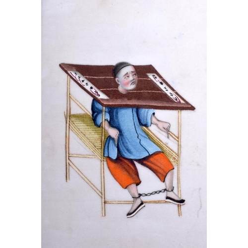 1664 - Chinese School (19th Century) Pith paper, Torture. Image 16 cm x 12 cm. (10)