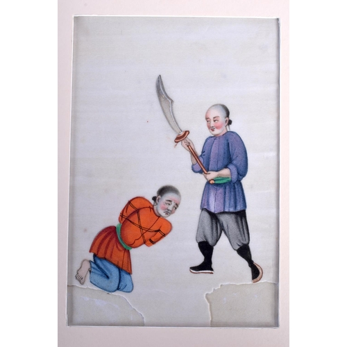 1664 - Chinese School (19th Century) Pith paper, Torture. Image 16 cm x 12 cm. (10)