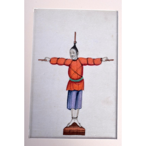 1664 - Chinese School (19th Century) Pith paper, Torture. Image 16 cm x 12 cm. (10)