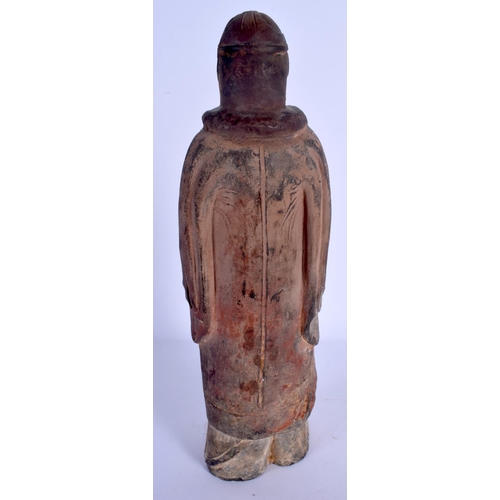 1669 - A RARE 19TH CENTURY CHINESE HAN DYNASTY STYLE FIGURE OF A MALE unusually modelled in the European st... 