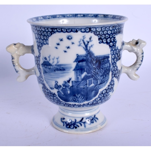 1700 - AN 18TH CENTURY CHINESE EXPORT BLUE AND WHITE CHOCOLATE CUP Qianlong. 10 cm wide.