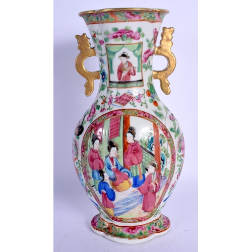 1701 - A 19TH CENTURY CHINESE CANTON FAMILLE ROSE VASE Qing. 24 cm high.