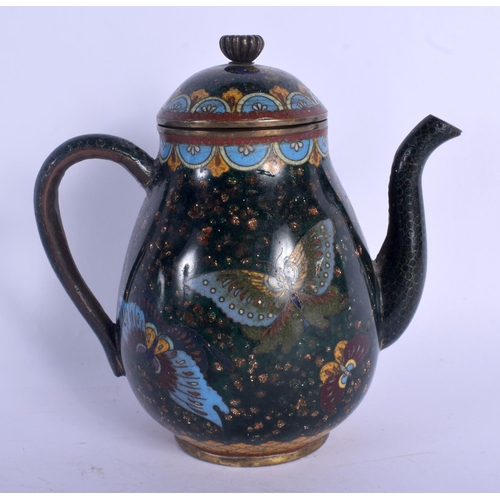 1714 - A LATE 19TH CENTURY JAPANESE MEIJI PERIOD CLOISONNE ENAMEL TEAPOT AND COVER decorated with motifs. 1... 