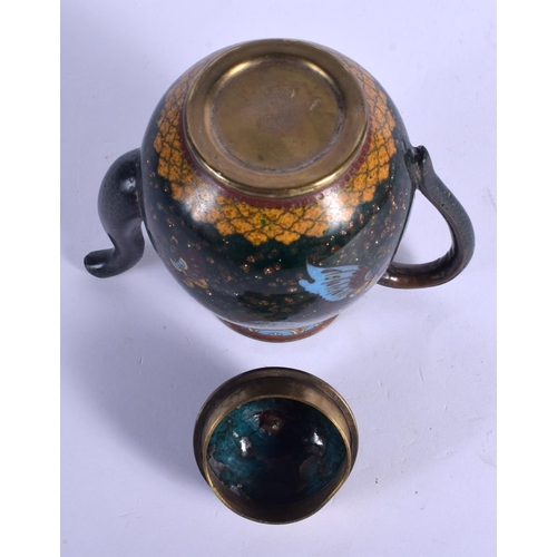 1714 - A LATE 19TH CENTURY JAPANESE MEIJI PERIOD CLOISONNE ENAMEL TEAPOT AND COVER decorated with motifs. 1... 