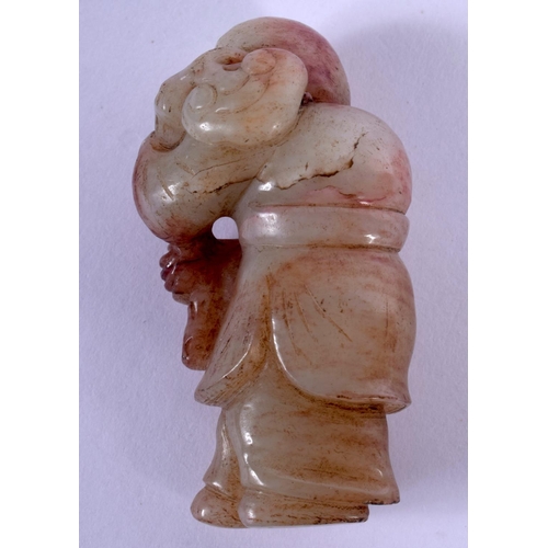 1739 - A 19TH CENTURY CHINESE CARVED JADE FIGURE OF A BOY Qing. 6 cm x 4 cm.