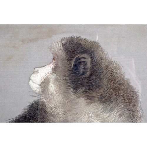 1747 - A FINE 19TH CENTURY JAPANESE MEIJI PERIOD SILK EMBROIDERY OF MONKEYS in the manner of Kawanabe Kyosa... 