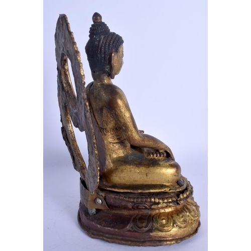 1763 - A 19TH CENTURY CHINESE TIBETAN BRONZE FIGURE OF BUDDHA Qing. 23 cm high.