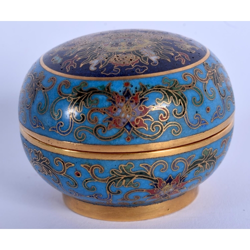 2048 - A FINE 19TH CENTURY CHINESE CLOISONNE ENAMEL BOX AND COVER Qing, bearing Qianlong marks to base, dec... 