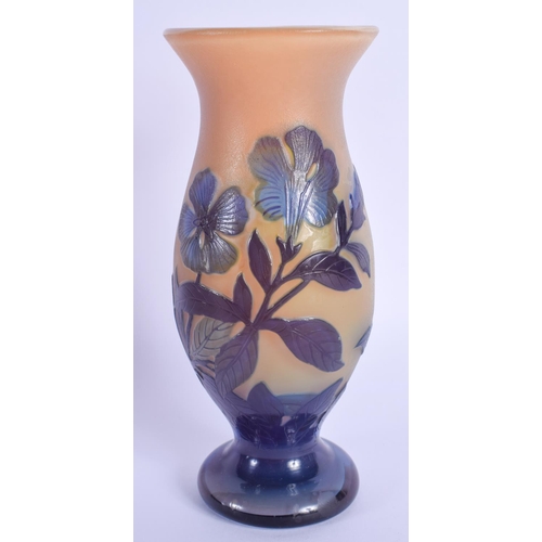 29 - A FRENCH GALLE CAMEO GLASS VASE decorated with flowers. 17 cm high.