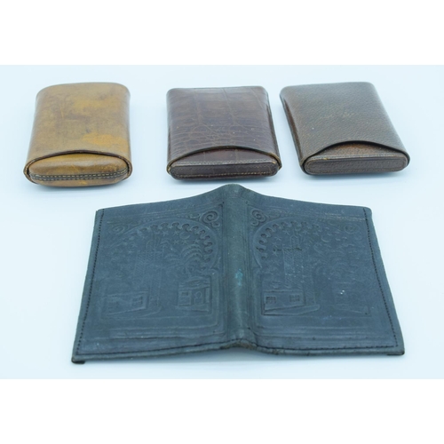 4015 - Three vintage leather cigar cases and a Turkish leather wallet. (4)