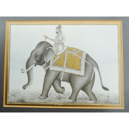 4021 - An Indian Painted ivory panel  depicting an elephant 15.5 x 11 cm .