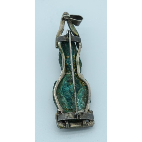 4026 - A White metal Egyptian Amulet broach 6.5 cm.