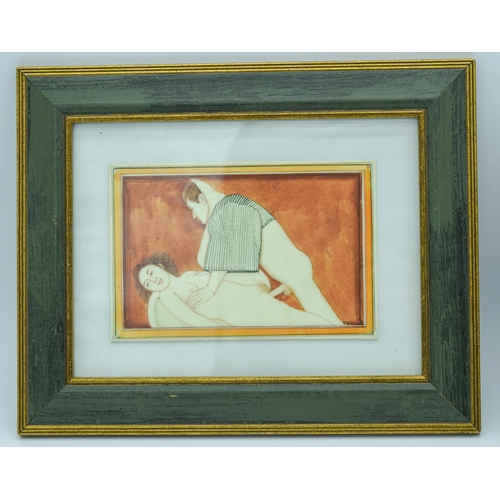 4037 - Two framed erotic pictures 10 x 15cm (2).