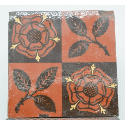 4054 - Two Victorian Maw and co Earthenware Transfer printed tiles 15 x 15cm (2).