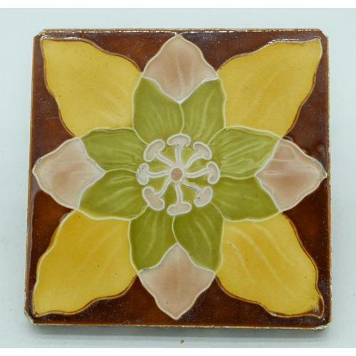 4058 - Four Victorian Majolica tiles 15 x 15 cm (4).