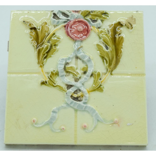 4059 - Set of three Victorian Majolica tiles 15 x 15cm (3)