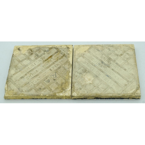 4070 - Two Minton China works tiles 15 x 15 cm (2) .