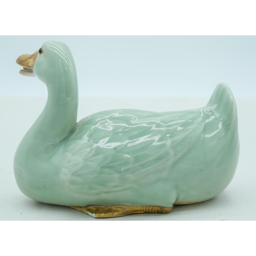 4085 - A Chinese Celadon duck 20 x 14cm.