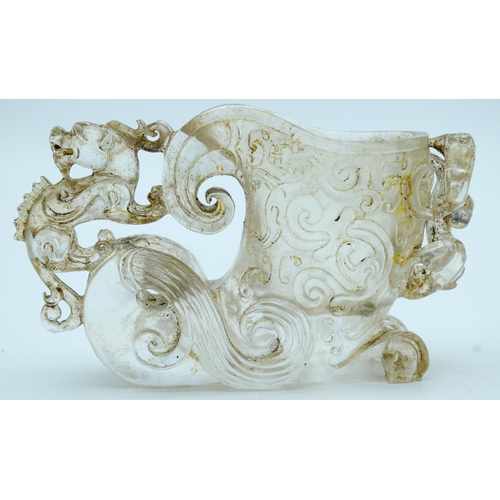 4137 - A Chinese Crystal Libation cup 10 x 15cm.