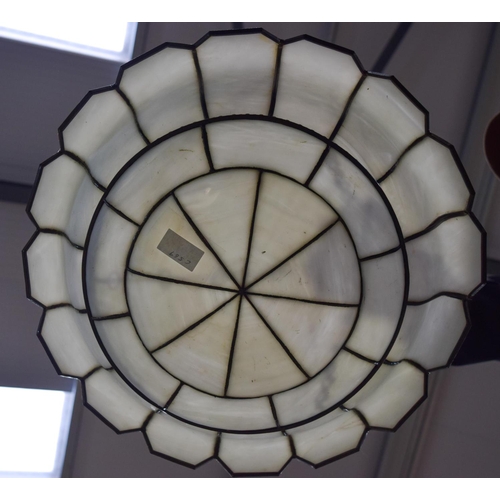 4147 - A large alabaster sectional leaded hanging lamp fitting 48 x 13cm.