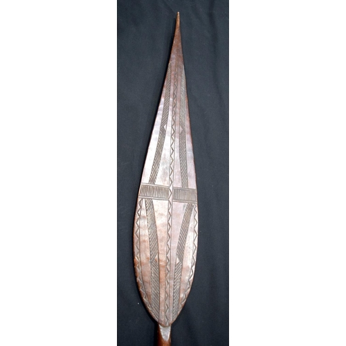 4170 - A Polynesian carved wooden panel 158cm.