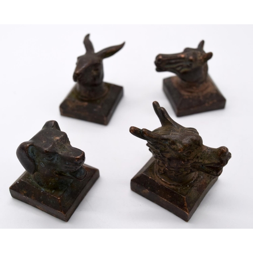 4227 - A group of Chinese bronze seals in the form of animals 4 cm (4).