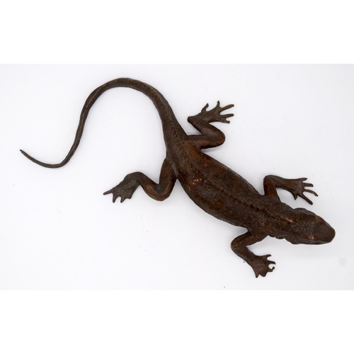 4229 - A Japanese small bronze Iguana 16cm.