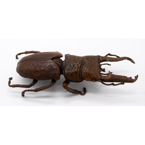 4232 - A Japanese small bronze stag beetle 13 cm .