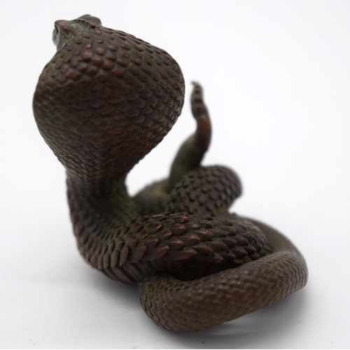 4234 - A Japanese small bronze Cobra  4cm.