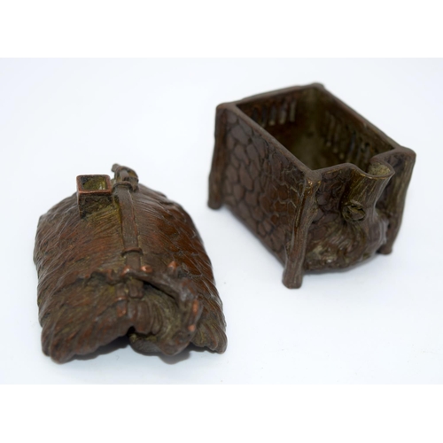 4241 - A Japanese small bronze figure of a house 6 x 5 cm (2).