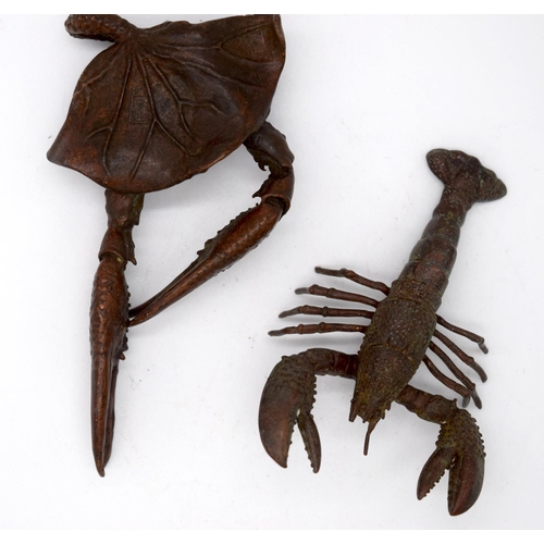 4246 - A Japanese small bronze Lobster and a crab   11cm (2).