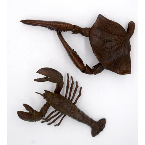 4246 - A Japanese small bronze Lobster and a crab   11cm (2).