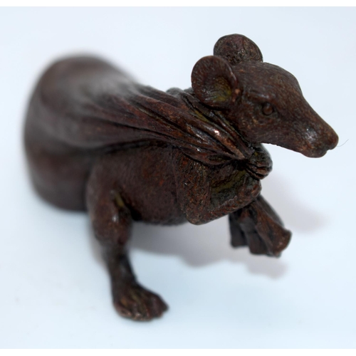 4251 - A Japanese small bronze Toad and a mouse 6cm (2).