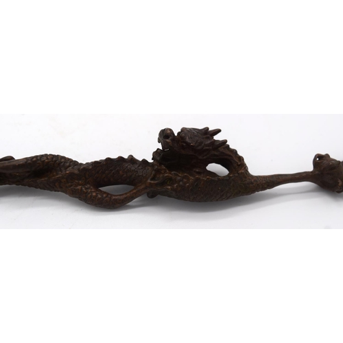 4263 - A Japanese small bronze dragon sculpture together with two others largest 22cm (3).