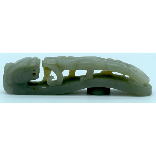 4274 - A Chinese carved jade buckle 10cm.