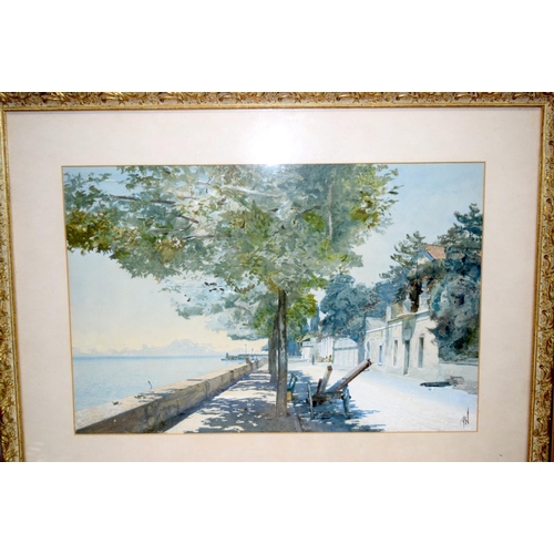 4288 - European school pair of framed Watercolours both coastal scenes 53 x 35 cm (2).