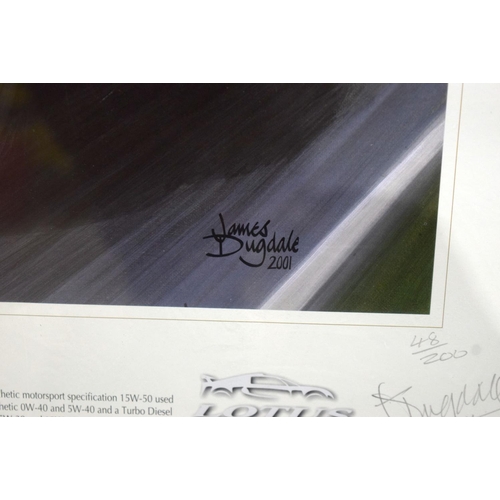 4295 - Framed limited edition signed  print 48/200 James Dugdale Motor racing  50 x 31 cm.