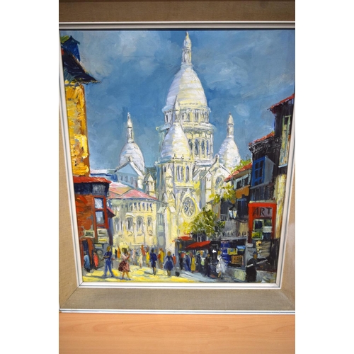 4302 - Framed Oil on canvas of Paris and another print by Woodward 60 x 49cm (2).