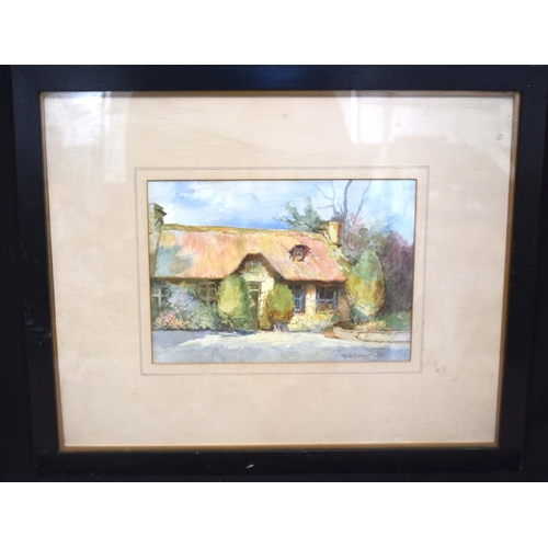 4314 - Framed  watercolour by  Alfred G Wright of a cottage  and another 24 x 28cm (2).