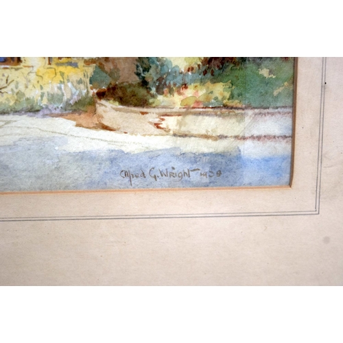 4314 - Framed  watercolour by  Alfred G Wright of a cottage  and another 24 x 28cm (2).