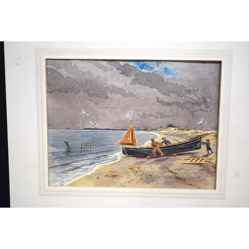 4315 - Framed watercolours of Fishermen in South East Asia 27 x 35cm (2).