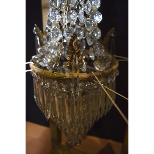 4354 - A 5 tier crystal glass chandelier with a cage  of crystal and Cherubs  56 x 21cm