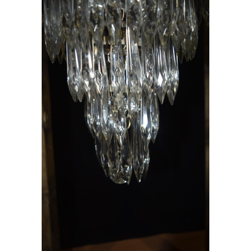 4354 - A 5 tier crystal glass chandelier with a cage  of crystal and Cherubs  56 x 21cm