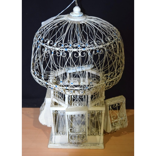 4363 - A Vintage metal and wooden bird cage 50 x 28cm .