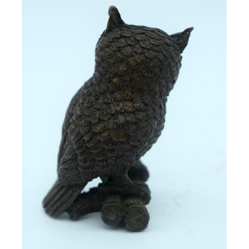 4373 - A Small Japanese bronze Owl 5cm.