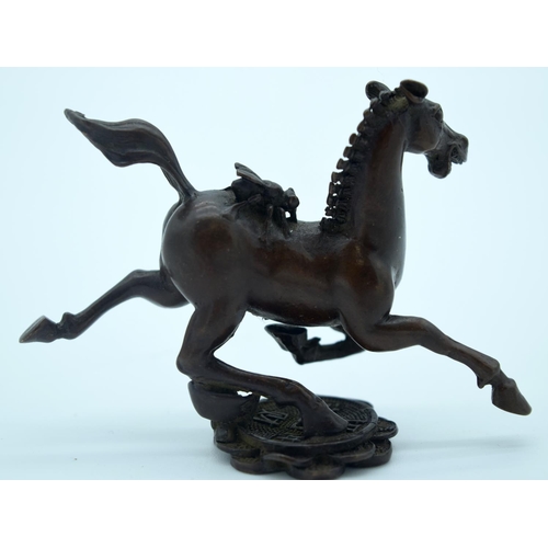 4375 - A Small Japanese bronze fly riding a horse   8cm.