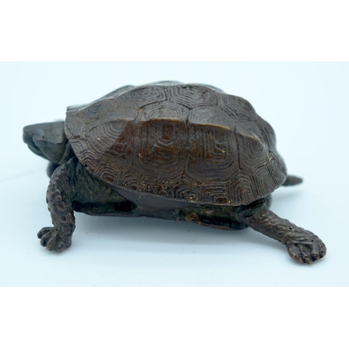 4379 - A small Japanese bronze Tortoise  5cm.