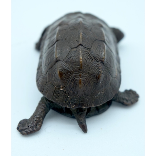 4379 - A small Japanese bronze Tortoise  5cm.