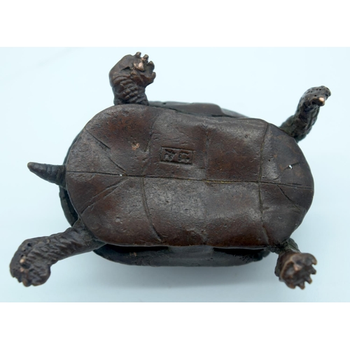 4379 - A small Japanese bronze Tortoise  5cm.